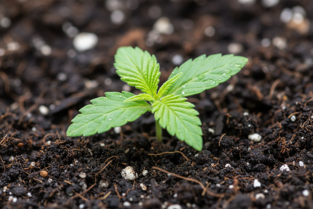 sprießende Cannabispflanze